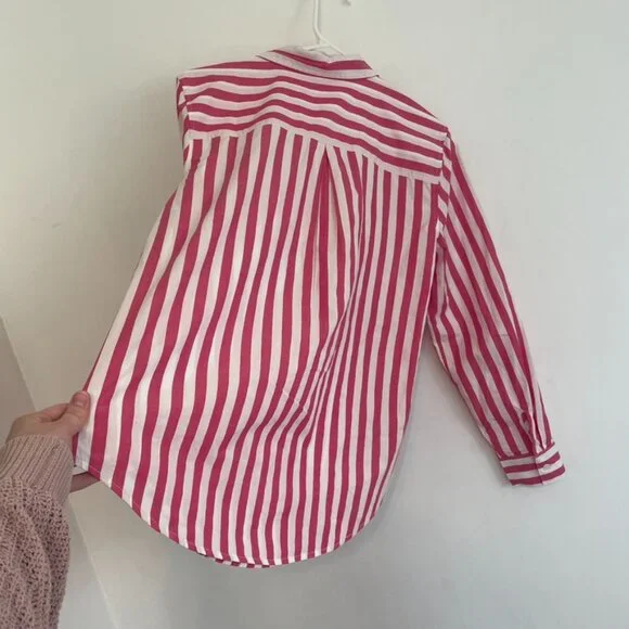 MAURICES Pink Striped Button Up Shirt White 100% Cotton Long Sleeve Button Down - Picture 16 of 16